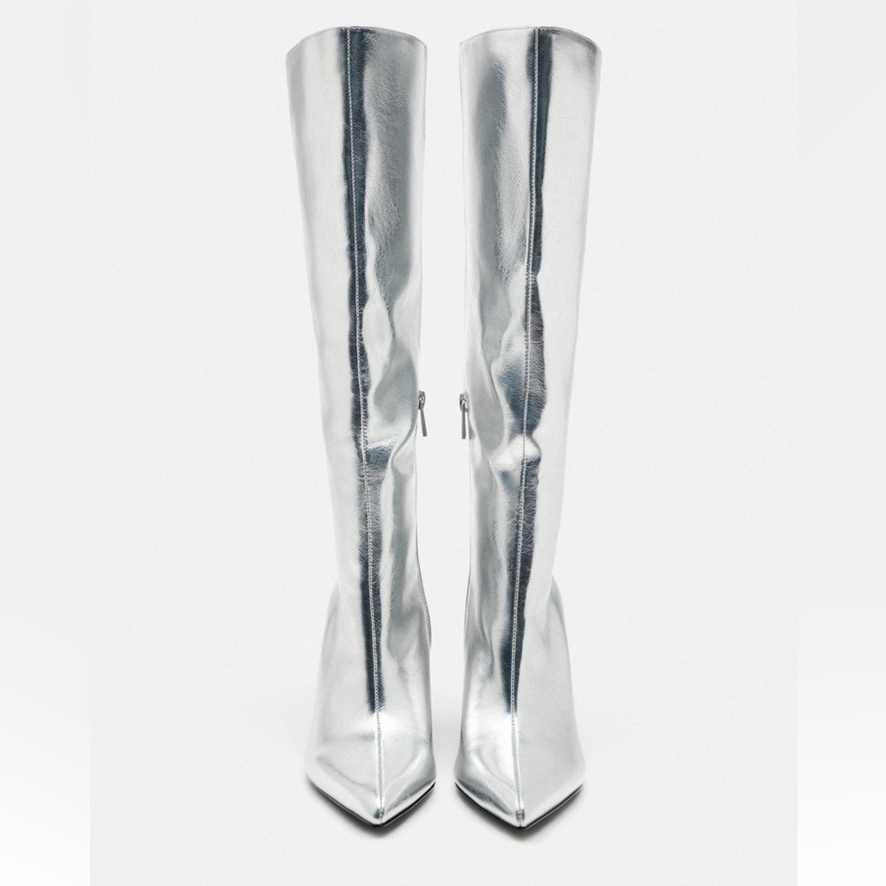 ZARA Metallic heeled boots